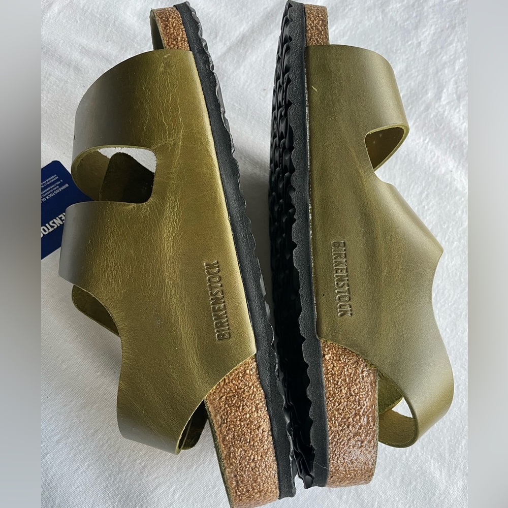 Birkenstock Big Buckle Sandals - Olive Green Leather - Size 42/Women’s 11 NIB - Picture 7 of 9